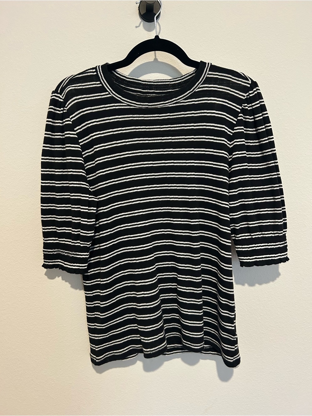 Women’s Black & White Striped 3/4 Sleeve Top